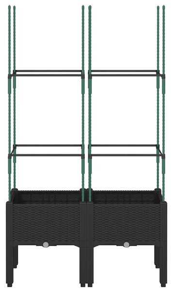 Fekete polipropilén rácsos kerti ültetőláda 80 x 40 x 142,5 cm