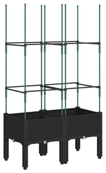 Fekete polipropilén rácsos kerti ültetőláda 80 x 40 x 142,5 cm