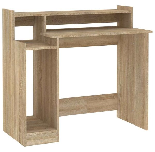Sonoma tölgy színű szerelt fa íróasztal LED-ekkel 97x45x90 cm