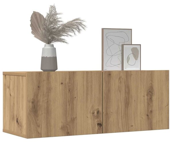 2 db kézműves tölgy falra szerelhető TV-szekrény 80x30x30 cm