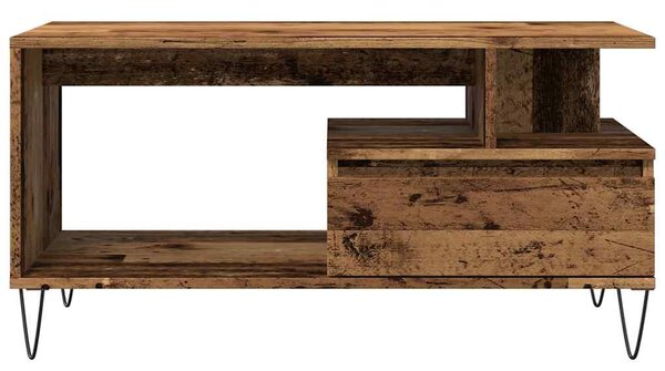 Antik fa színű szerelt fa dohányzóasztal 90 x 49 x 45 cm