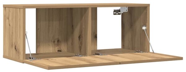 2 db kézműves tölgy falra szerelhető TV-szekrény 80x30x30 cm