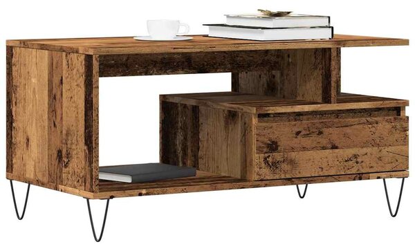 Antik fa színű szerelt fa dohányzóasztal 90 x 49 x 45 cm