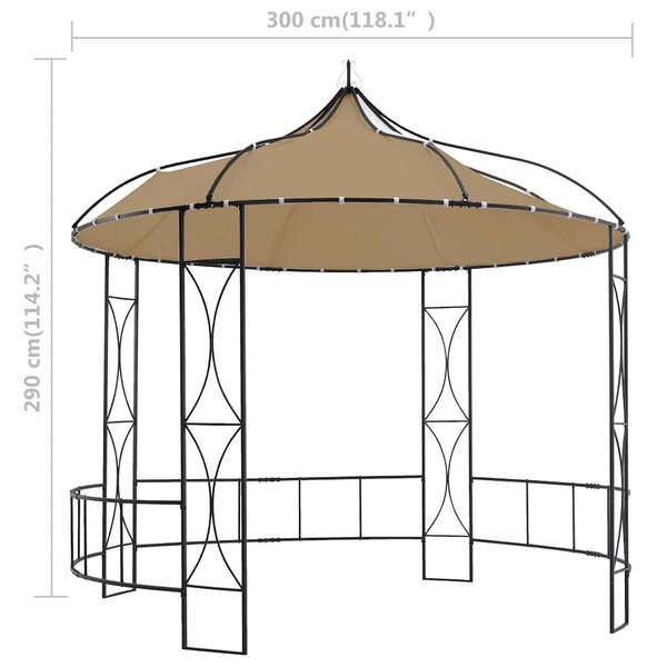 Tópszínű kerek pavilon 300 x 290 cm