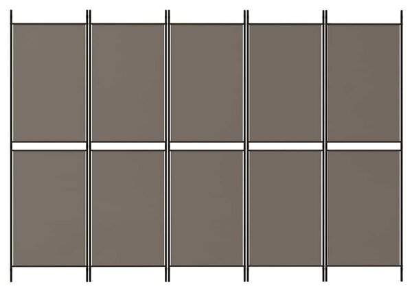 5 paneles antracitszürke szövet térelválasztó 250 x 220 cm