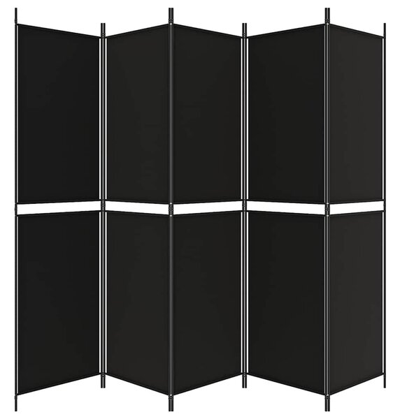 5 paneles fekete szövet térelválasztó 250x200 cm