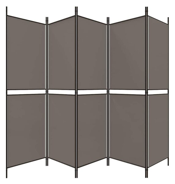 5 paneles antracitszürke szövet térelválasztó 250 x 220 cm