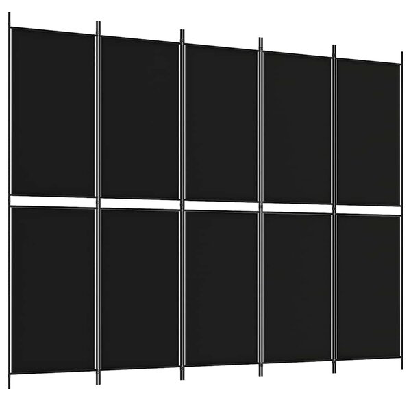 5 paneles fekete szövet térelválasztó 250x200 cm