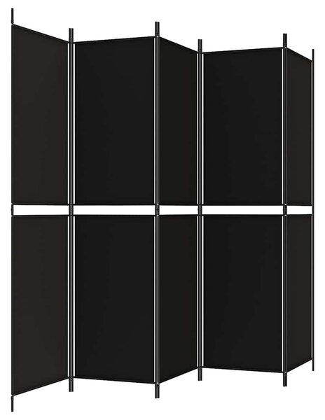 5 paneles fekete szövet térelválasztó 250x200 cm