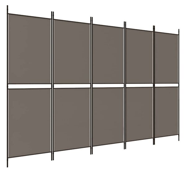 5 paneles antracitszürke szövet térelválasztó 250 x 220 cm