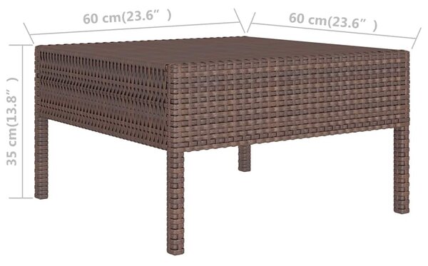 2-részes barna polyrattan kerti bútorszett párnákkal