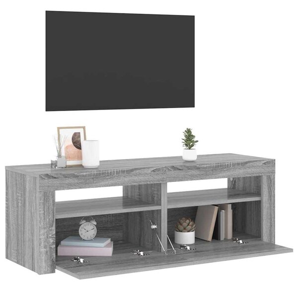 Szürke sonoma színű TV-szekrény LED-lámpákkal 120 x 35 x 40 cm