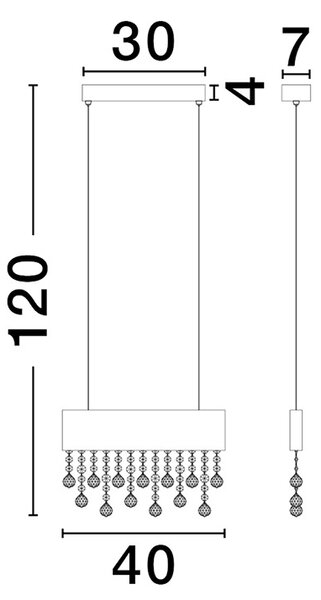 Crista LED egyágú függesztett lámpa
