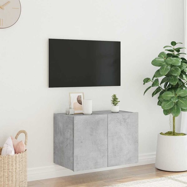 Betonszürke falra szerelhető TV-szekrény LED-del 60x35x41 cm