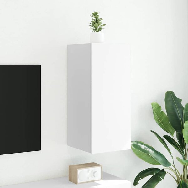 Fehér falra szerelhető TV-szekrény LED-lámpákkal 30,5x35x70 cm