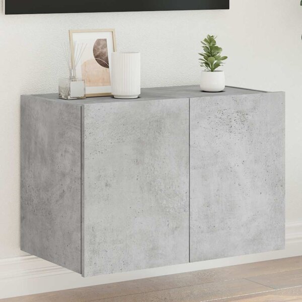 Betonszürke falra szerelhető TV-szekrény LED-del 60x35x41 cm