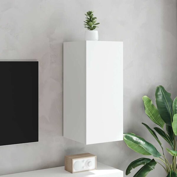 Fehér falra szerelhető TV-szekrény LED-lámpákkal 30,5x35x70 cm