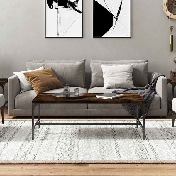 Füstös tölgy színű szerelt fa dohányzóasztal 100x50x35 cm