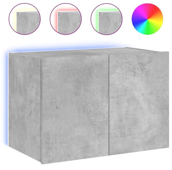 Betonszürke falra szerelhető TV-szekrény LED-del 60x35x41 cm