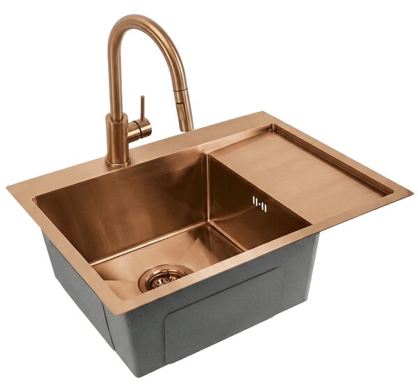 Acél mosogatótálca Fin BRUSH COPPER