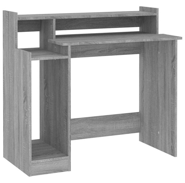 Szürke sonoma színű szerelt fa íróasztal LED-ekkel 97x45x90 cm