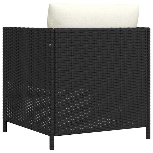 Fekete polyrattan kerti kanapé párnákkal