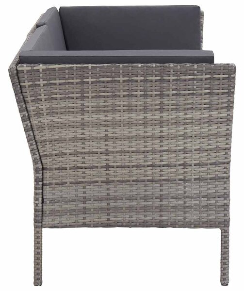 8-részes szürke polyrattan kerti ülőgarnitúra párnákkal