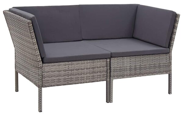 8-részes szürke polyrattan kerti ülőgarnitúra párnákkal