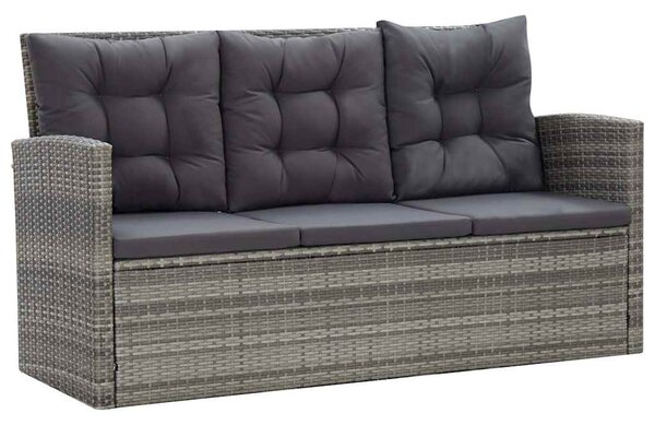 5 részes szürke kültéri polyrattan étkezőgarnitúra párnákkal