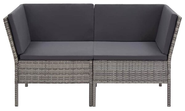 8-részes szürke polyrattan kerti ülőgarnitúra párnákkal