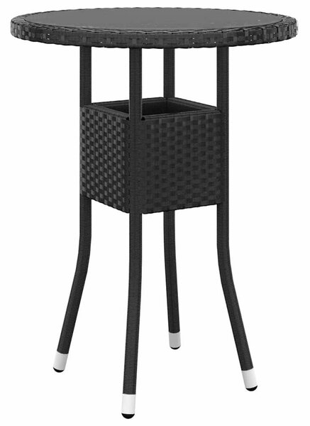 3 részes fekete polyrattan kerti étkezőgarnitúra párnákkal