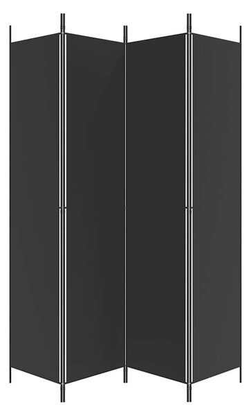 4 paneles fekete szövet térelválasztó 200x220 cm