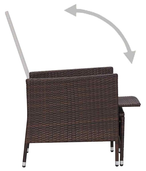 3 részes barna polyrattan kerti ülőgarnitúra párnákkal