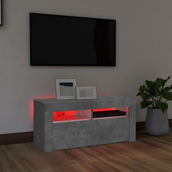 Betonszürke TV-szekrény LED-világítással 90 x 35 x 40 cm