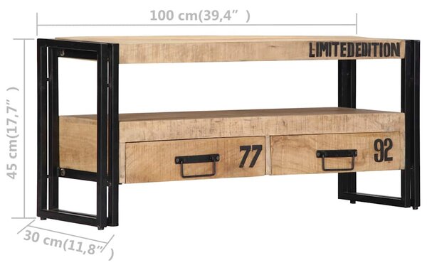 Tömör mangófa TV-szekrény 100 x 30 x 45 cm