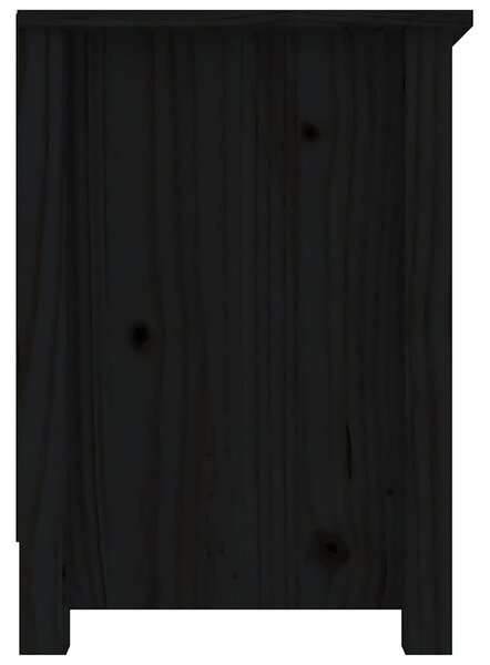 Fekete tömör fenyőfa TV-szekrény 103 x 36,5 x 52 cm