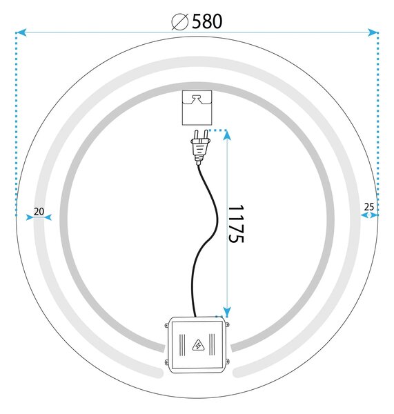 LED Tükör 60cm Modern