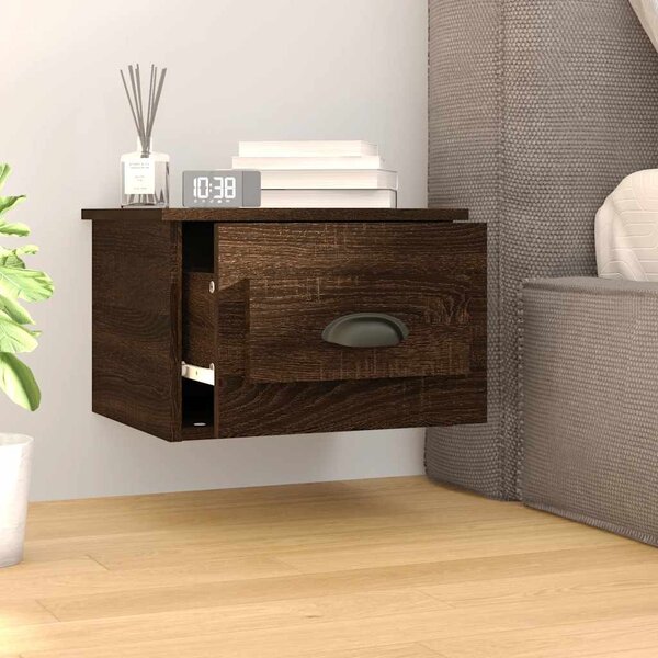 2db barna tölgyszínű falra szerelhető éjjeliszekrény 41,5x36x28