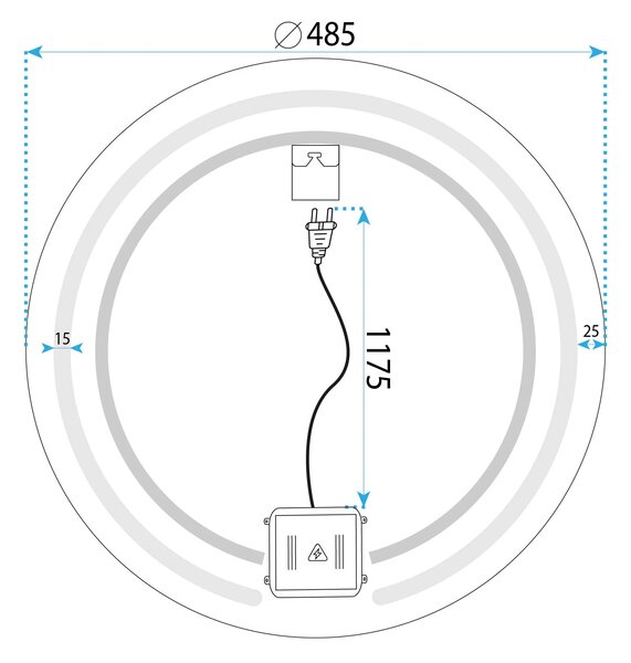 LED Tükör 50cm Modern