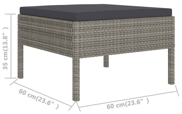 2 részes szürke polyrattan kerti bútorszett párnákkal