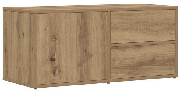 Kézműves tölgy színű szerelt fa TV-szekrény 80x34x35,5 cm