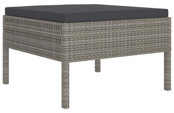 2 részes szürke polyrattan kerti bútorszett párnákkal