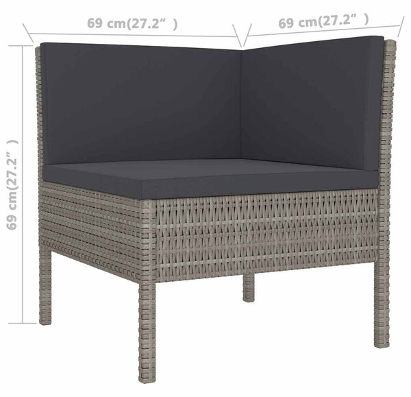 2 részes szürke polyrattan kerti bútorszett párnákkal