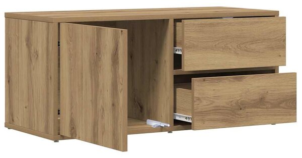 Kézműves tölgy színű szerelt fa TV-szekrény 80x34x35,5 cm