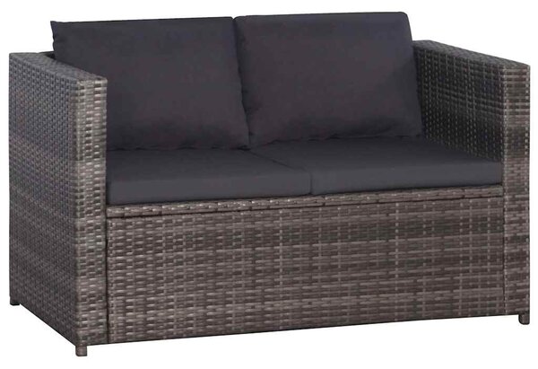 3 darabos szürke polyrattan bisztrószett párnákkal