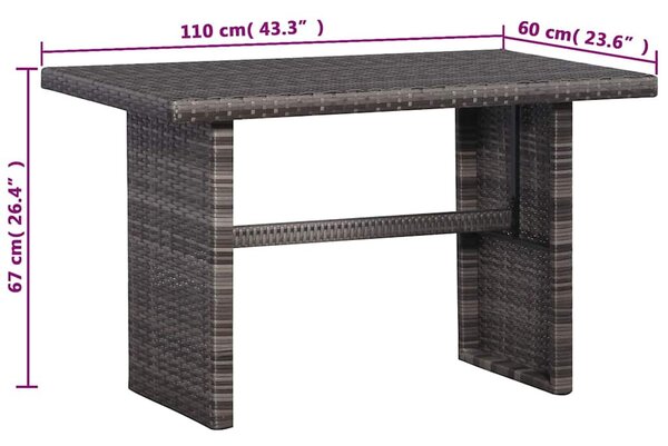 3 darabos szürke polyrattan bisztrószett párnákkal