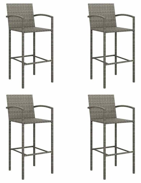 5 részes szürke polyrattan kerti bárszett