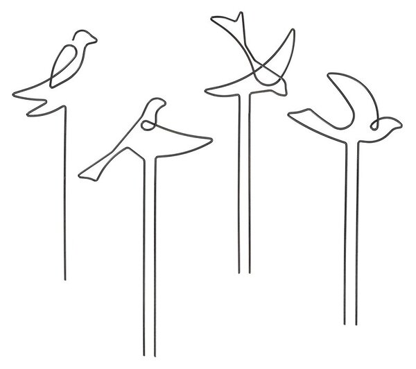 Fémből készült madár alakú növénytámasz, 4 féle