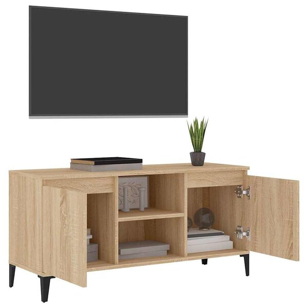 Sonoma tölgy színű TV-szekrény fémlábakkal 103,5 x 35 x 50 cm