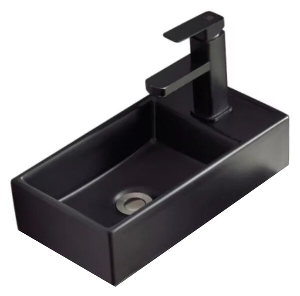 Iris Black 40 cm széles bútorba építhető matt fekete porcelán mosdó